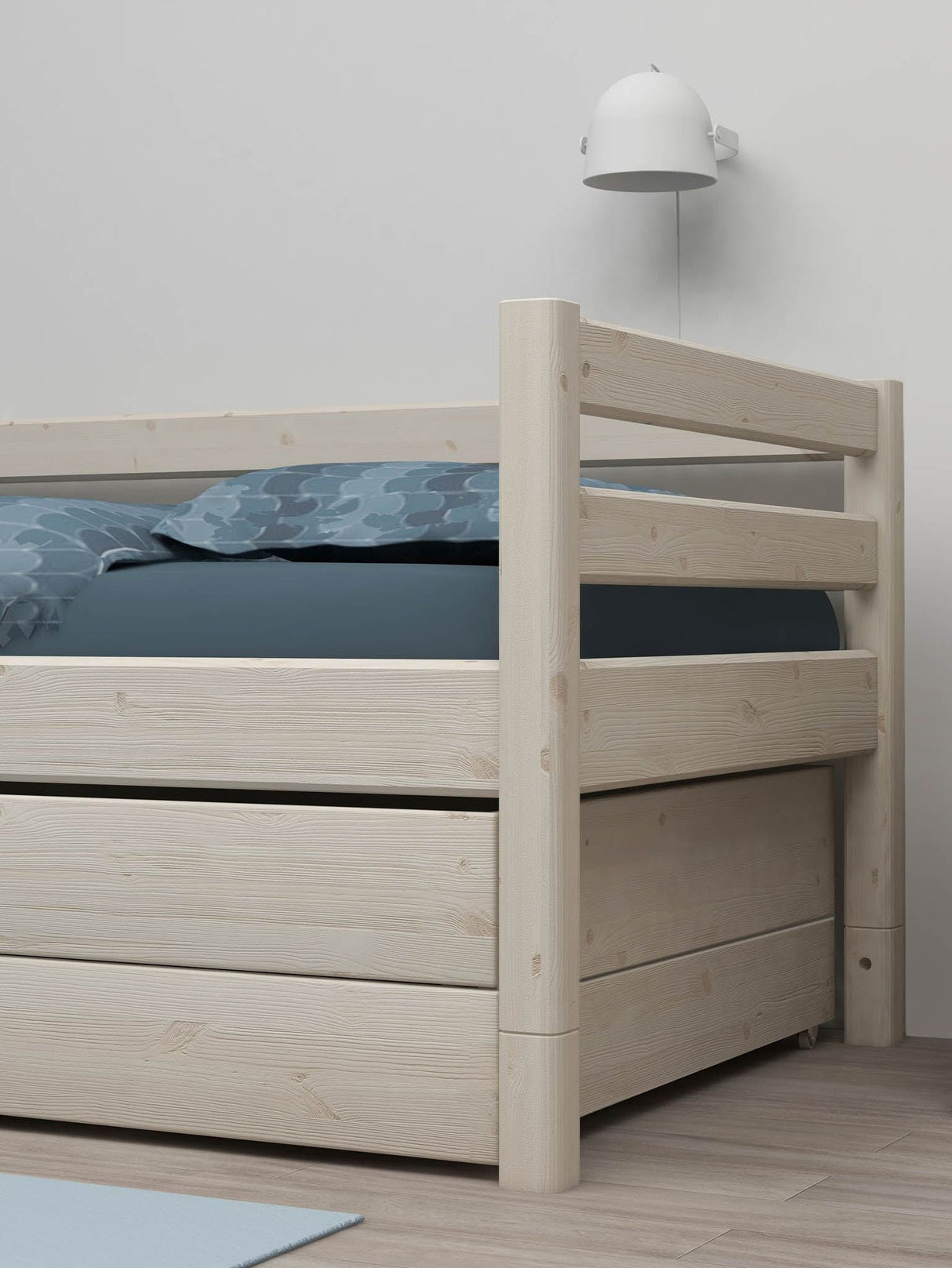 FLEXA Classic Day Bed with trundle pull out Bed, Solid Pine/Birch Plywood, 90x200 cm