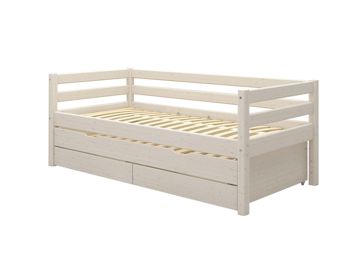 FLEXA Classic Day Bed with trundle pull out Bed, Solid Pine/Birch Plywood, 90x200 cm