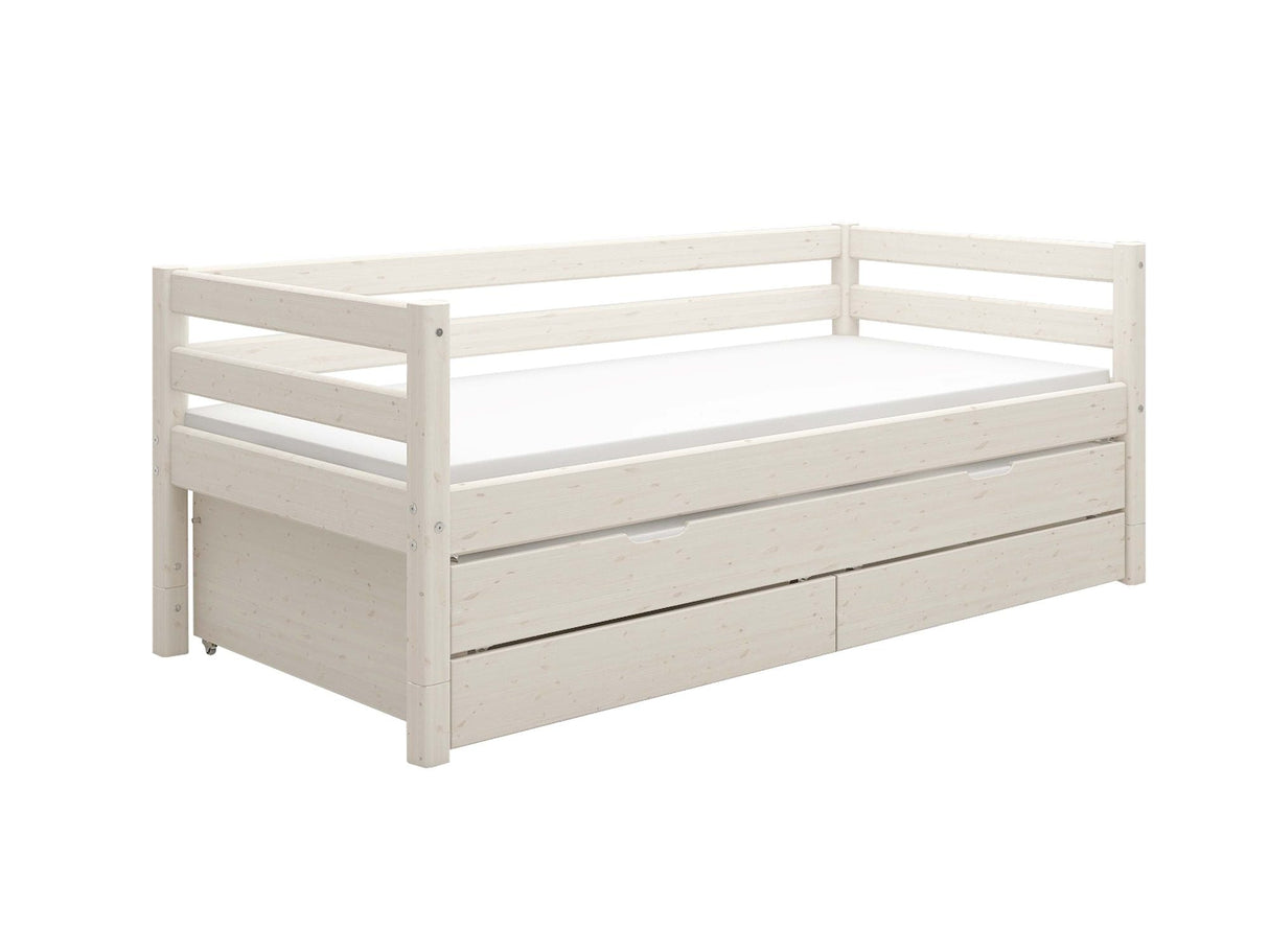 FLEXA Classic Day Bed with trundle pull out Bed, Solid Pine/Birch Plywood, 90x200 cm