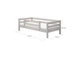FLEXA Single Bed w. centered safety rail, Solid Pine/Birch Plywood, 90x200 cm