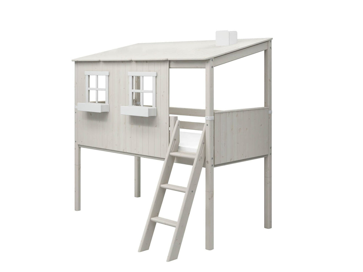 FLEXA Mid Sleeper Playhouse Bed, Solid Pine/Birch Plywood, 90x200 cm