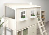 FLEXA Mid Sleeper Playhouse Bed, Solid Pine/Birch Plywood, 90x200 cm