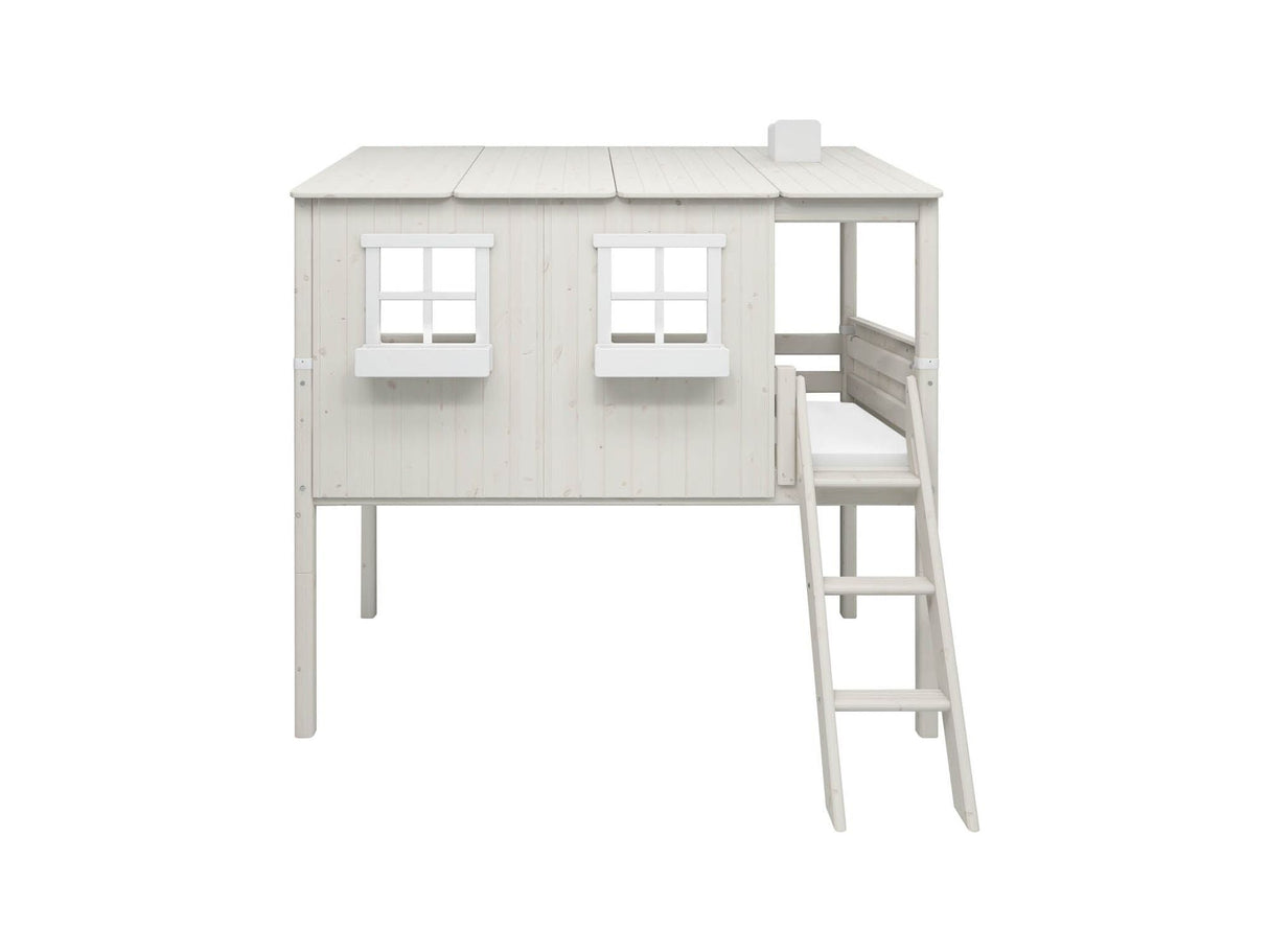 FLEXA Mid Sleeper Playhouse Bed, Solid Pine/Birch Plywood, 90x200 cm