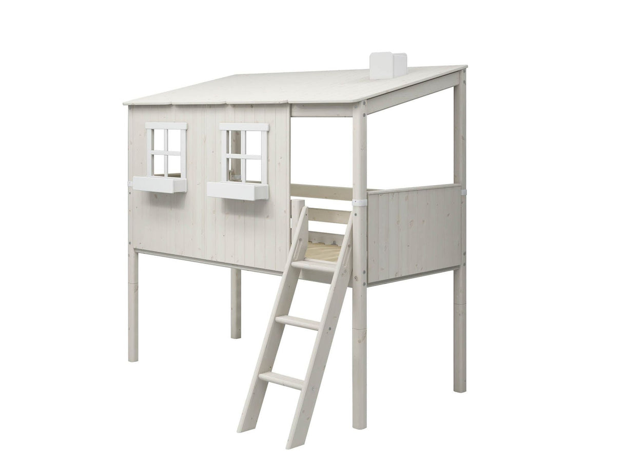 FLEXA Mid Sleeper Playhouse Bed, Solid Pine/Birch Plywood, 90x200 cm