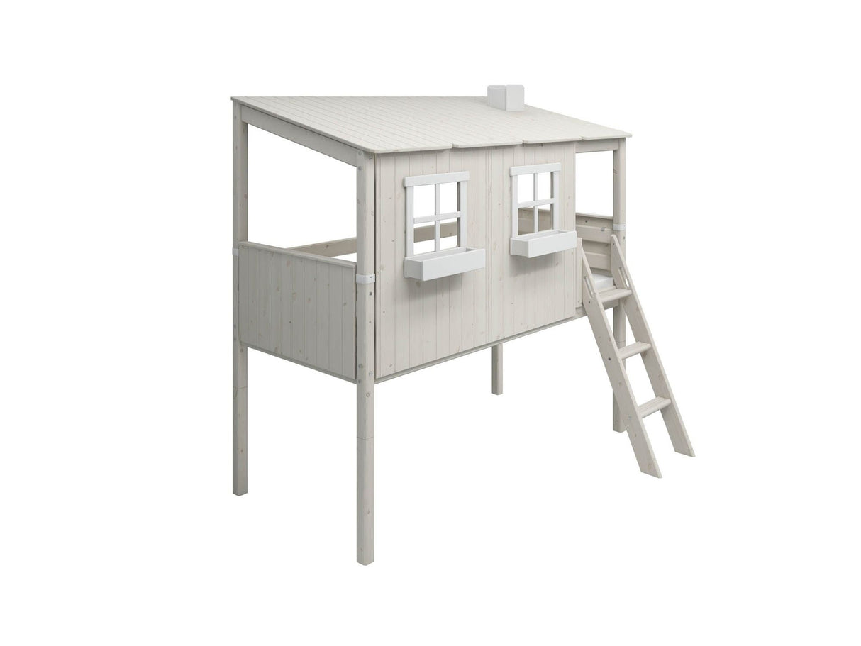 FLEXA Mid Sleeper Playhouse Bed, Solid Pine/Birch Plywood, 90x200 cm