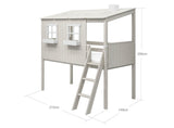 FLEXA Mid Sleeper Playhouse Bed, Solid Pine/Birch Plywood, 90x200 cm