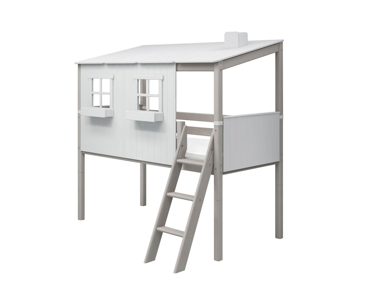 FLEXA Mid Sleeper Playhouse Bed, Solid Pine/Birch Plywood, 90x200 cm