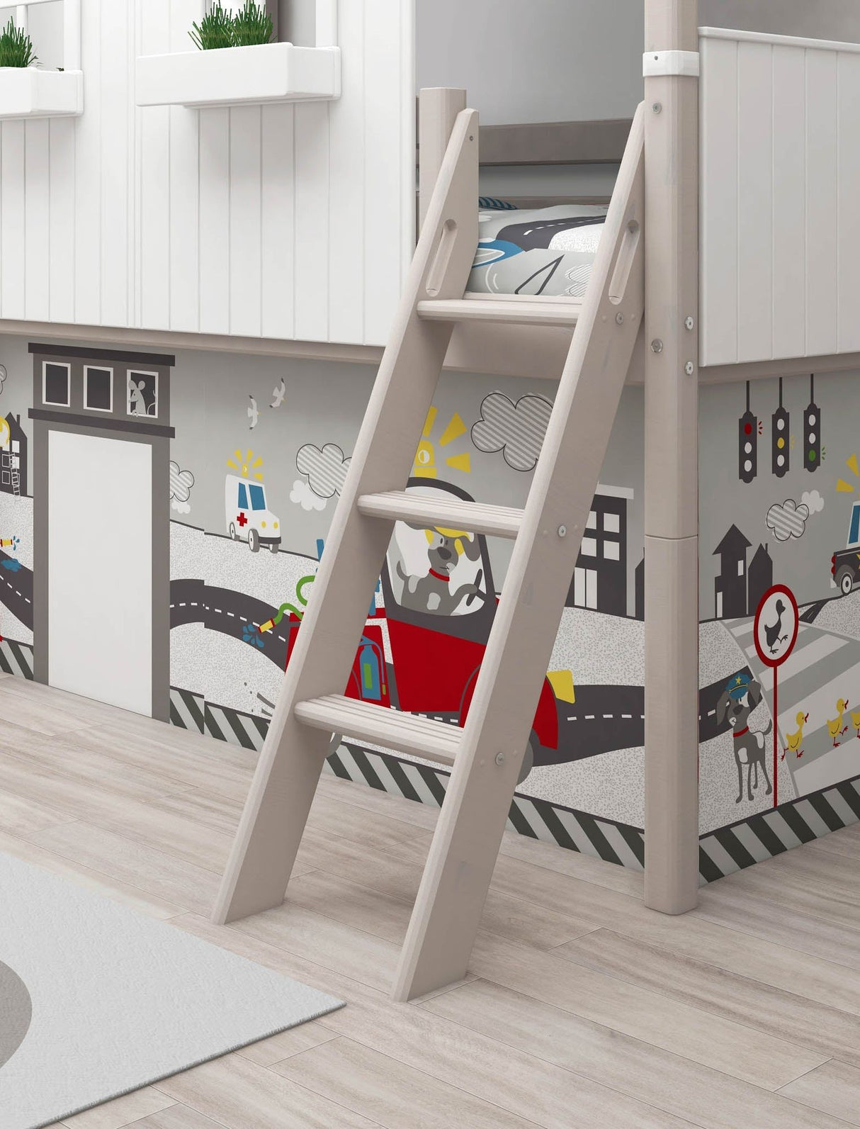 FLEXA Mid Sleeper Playhouse Bed, Solid Pine/Birch Plywood, 90x200 cm