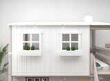 FLEXA Mid Sleeper Playhouse Bed, Solid Pine/Birch Plywood, 90x200 cm
