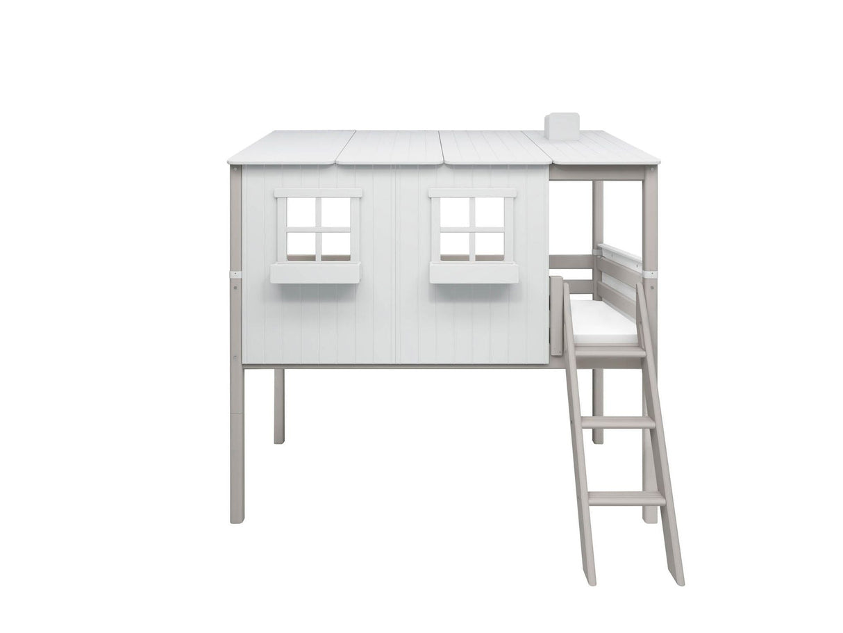 FLEXA Mid Sleeper Playhouse Bed, Solid Pine/Birch Plywood, 90x200 cm