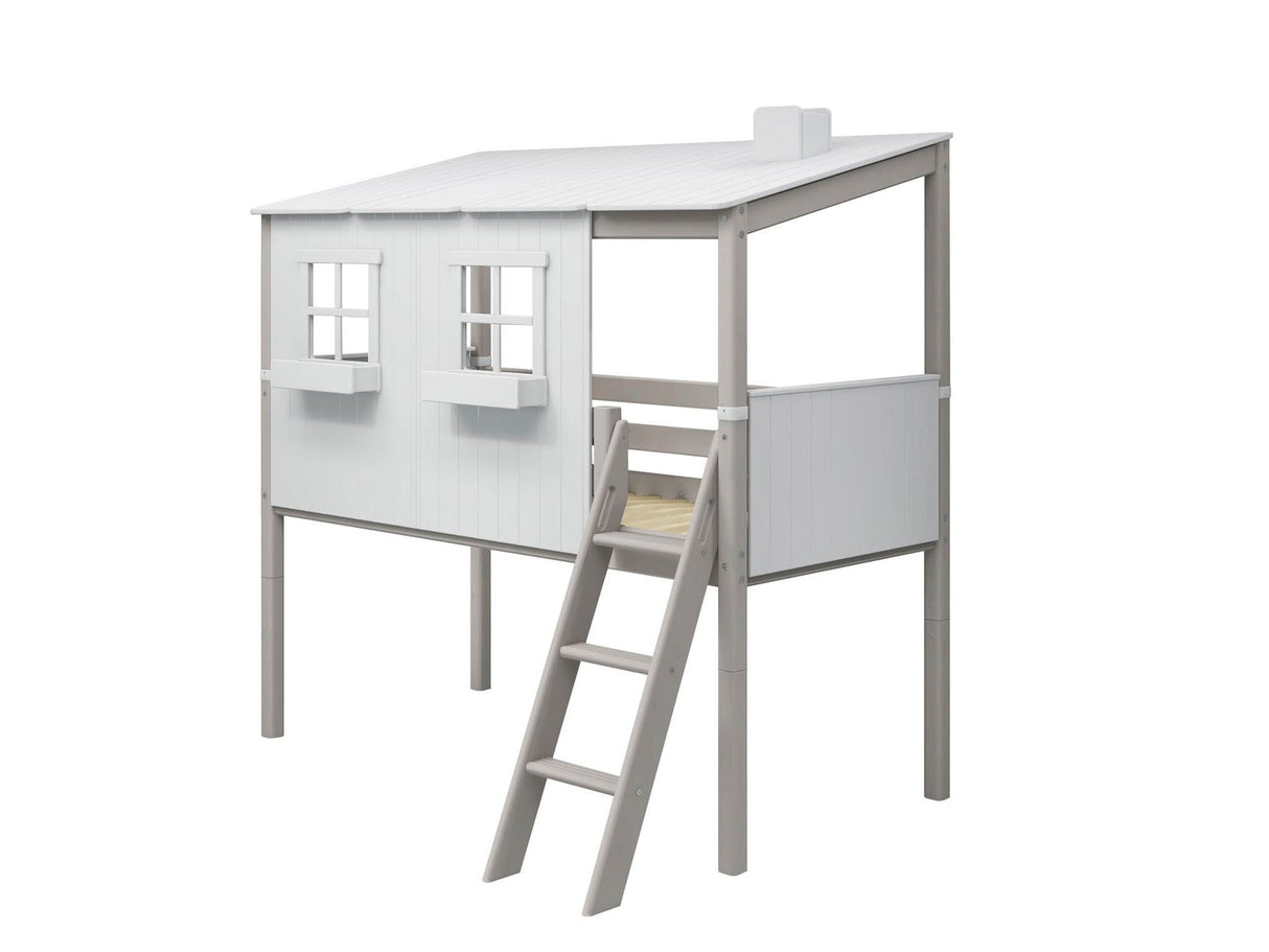 FLEXA Mid Sleeper Playhouse Bed, Solid Pine/Birch Plywood, 90x200 cm