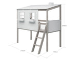 FLEXA Mid Sleeper Playhouse Bed, Solid Pine/Birch Plywood, 90x200 cm