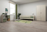 FLEXA Classic Single Bed with safety rail, Solid Pine/Birch Plywood, 90x200 cm