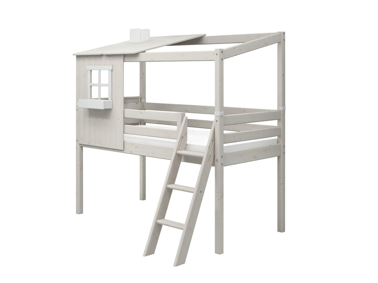 FLEXA Mid Sleeper Playhouse, Solid Pine/Birch Plywood, 90x200 cm