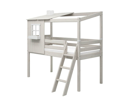 FLEXA Mid Sleeper Playhouse, Solid Pine/Birch Plywood, 90x200 cm