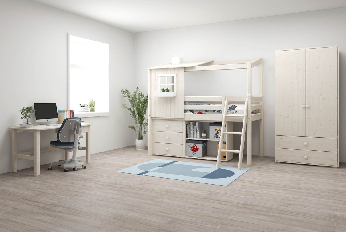 FLEXA Mid Sleeper Playhouse, Solid Pine/Birch Plywood, 90x200 cm