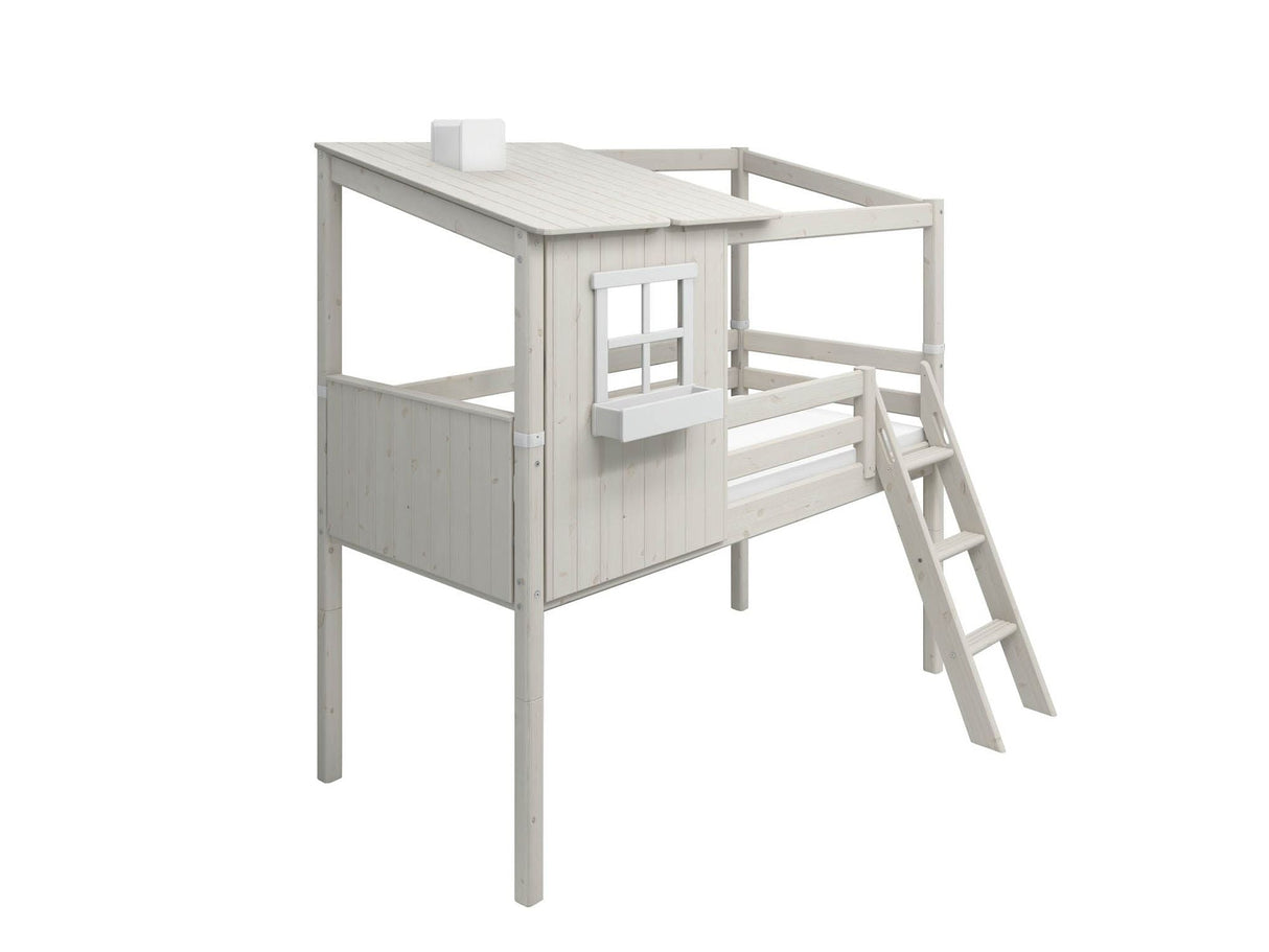 FLEXA Mid Sleeper Playhouse, Solid Pine/Birch Plywood, 90x200 cm