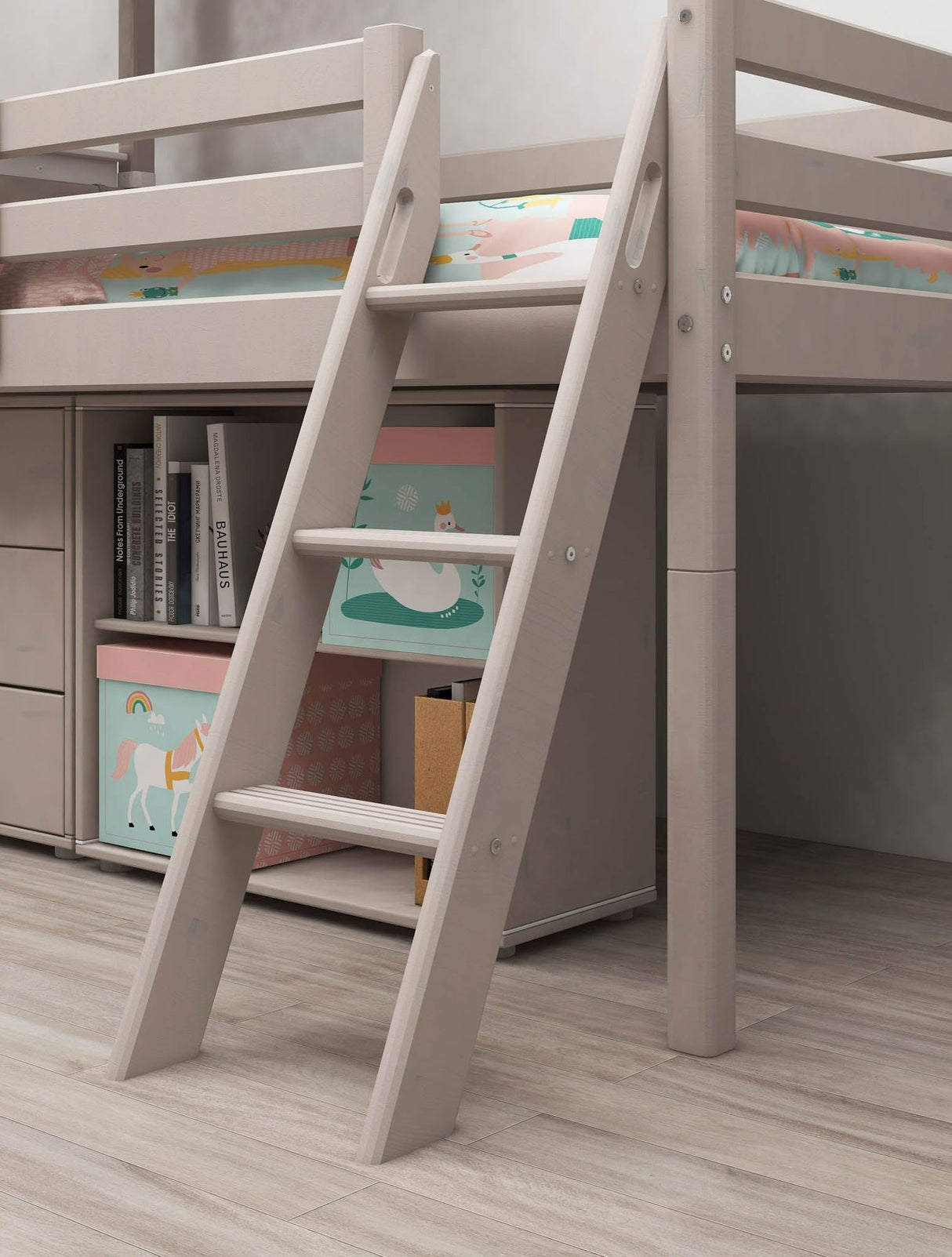 FLEXA Mid Sleeper Playhouse Bed, Solid Pine/Birch Plywood, 90x200 cm