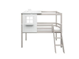 FLEXA Mid Sleeper Playhouse Bed, Solid Pine/Birch Plywood, 90x200 cm