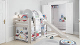 FLEXA Mid Sleeper Bed w. straight ladder and slide, Solid Pine/Birch Plywood, 90x200 cm