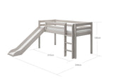 FLEXA Mid Sleeper Bed w. straight ladder and slide, Solid Pine/Birch Plywood, 90x200 cm