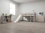 FLEXA Classic Mid Sleeper Bed with straight ladder and slide, Solid Pine/Birch Plywood, 90x200 cm