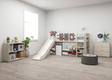 FLEXA Classic Mid Sleeper Bed with straight ladder and slide, Solid Pine/Birch Plywood, 90x200 cm