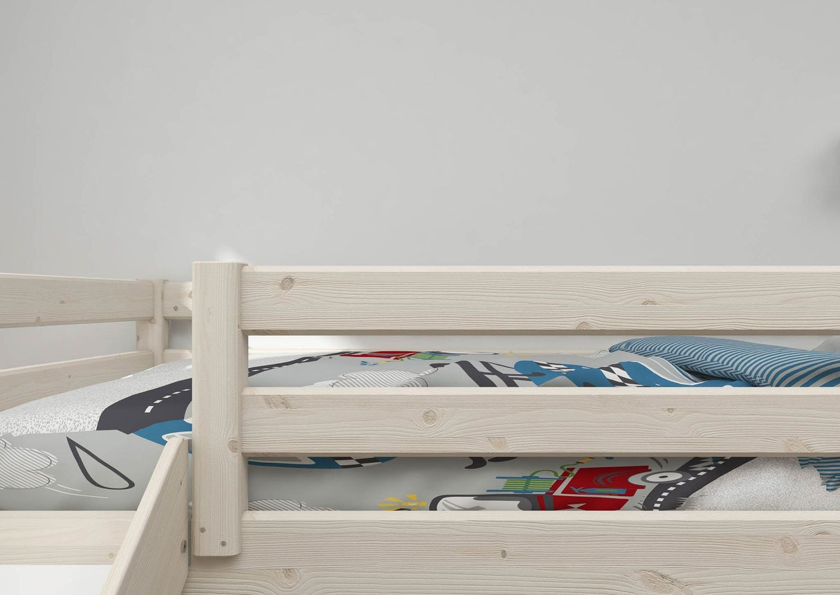 FLEXA Classic Mid Sleeper Bed with straight ladder and slide, Solid Pine/Birch Plywood, 90x200 cm