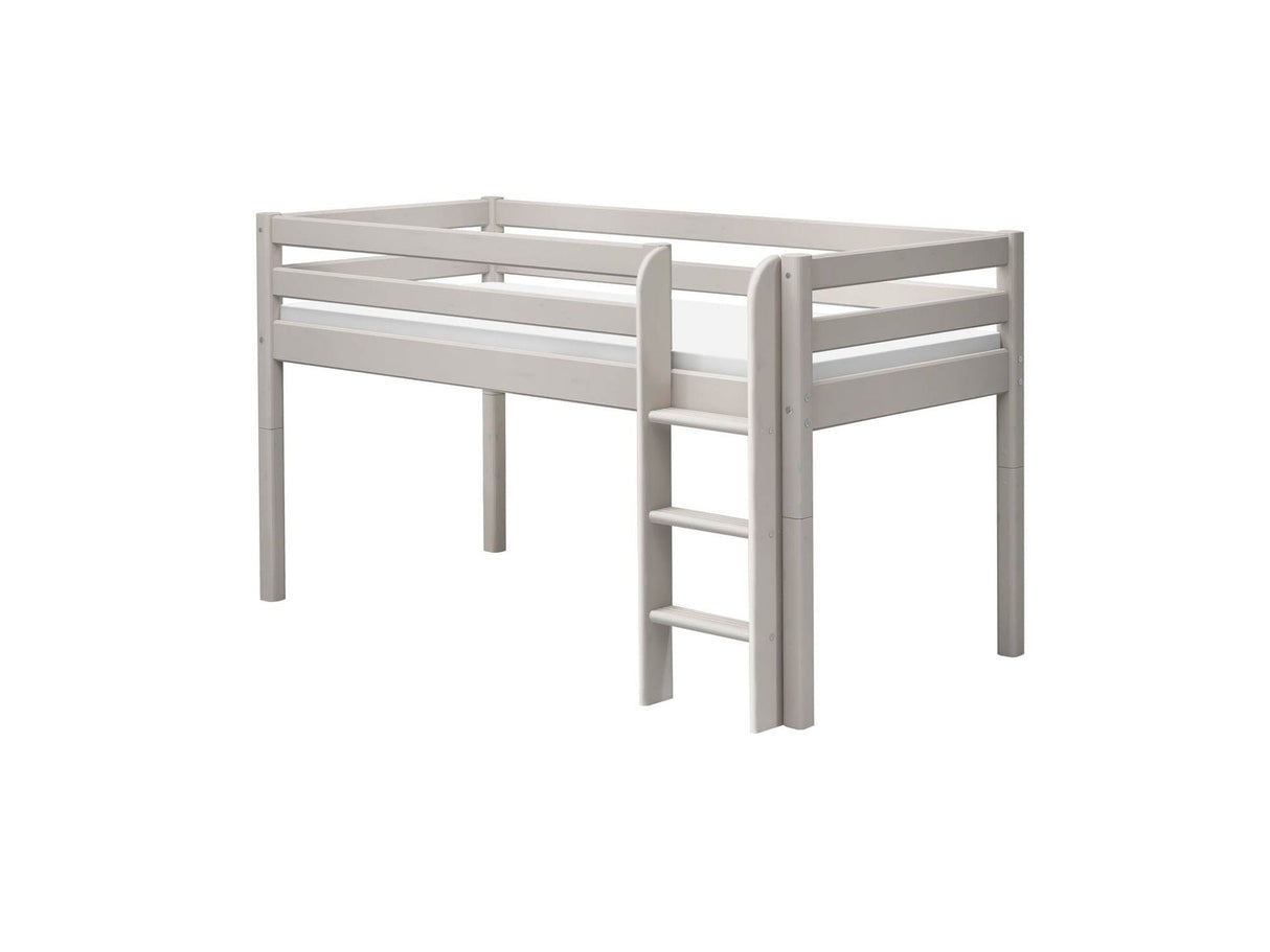 FLEXA Classic Mid Sleeper Bed with straight ladder, Solid Pine/Birch Plywood, 90x200 cm