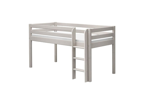 FLEXA Classic Mid Sleeper Bed with straight ladder, Solid Pine/Birch Plywood, 90x200 cm