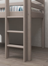 FLEXA Classic Mid Sleeper Bed with straight ladder, Solid Pine/Birch Plywood, 90x200 cm