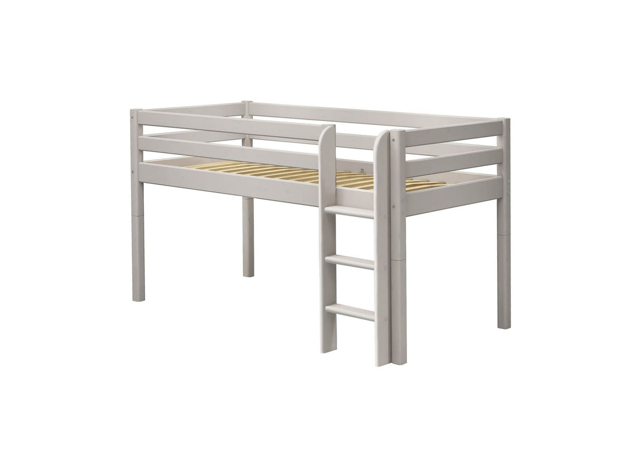 FLEXA Classic Mid Sleeper Bed with straight ladder, Solid Pine/Birch Plywood, 90x200 cm
