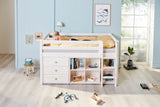 FLEXA Classic Mid Sleeper Bed with straight ladder, Solid Pine/Birch Plywood, 90x200 cm