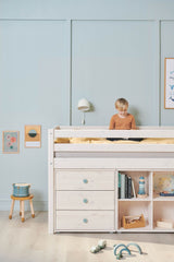 FLEXA Classic Mid Sleeper Bed with straight ladder, Solid Pine/Birch Plywood, 90x200 cm