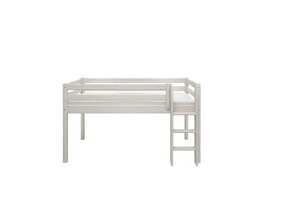 FLEXA Classic Mid Sleeper Bed with straight ladder, Solid Pine/Birch Plywood, 90x200 cm