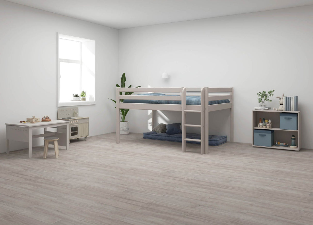 FLEXA Mid Sleeper Bed, Solid Pine/Birch Plywood, 140x200 cm