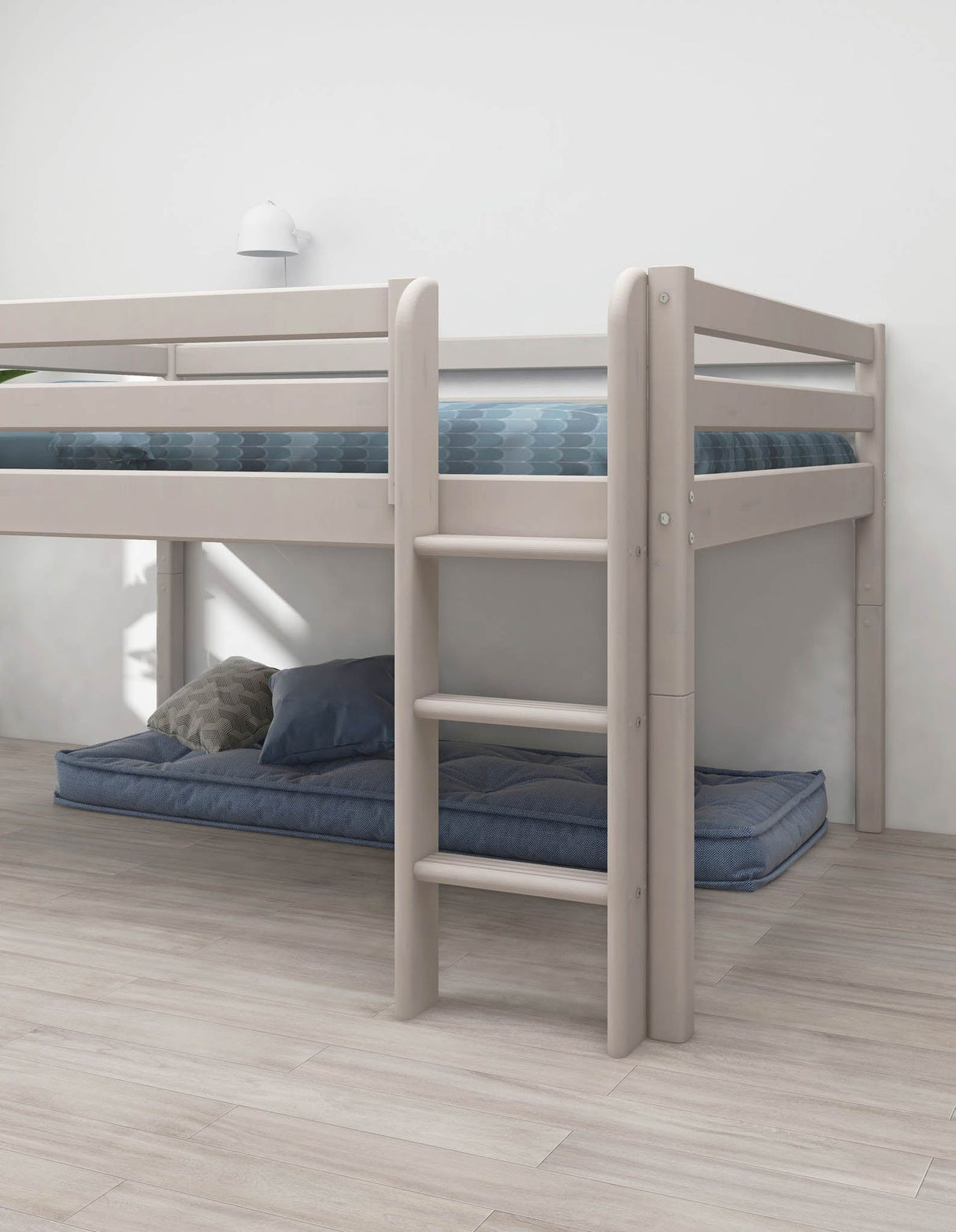 FLEXA Mid Sleeper Bed, Solid Pine/Birch Plywood, 140x200 cm
