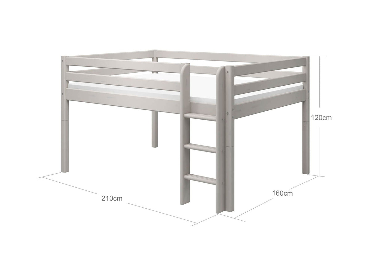 FLEXA Mid Sleeper Bed, Solid Pine/Birch Plywood, 140x200 cm