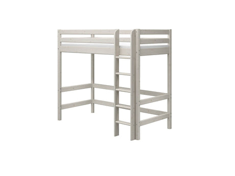 FLEXA High Sleeper Bed with straight ladder, Solid Pine/Birch Plywood, 90x200 cm