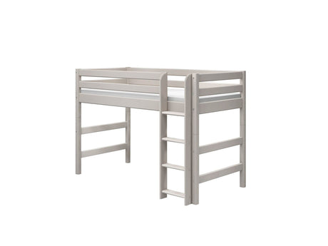 FLEXA Mid Sleeper Bed w. straight ladder, Solid Pine/Birch Plywood, 90x200 cm