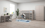 FLEXA Mid Sleeper Bed w. straight ladder, Solid Pine/Birch Plywood, 90x200 cm