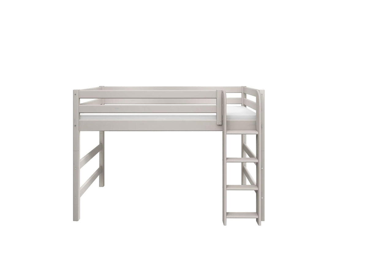 FLEXA Mid Sleeper Bed w. straight ladder, Solid Pine/Birch Plywood, 90x200 cm