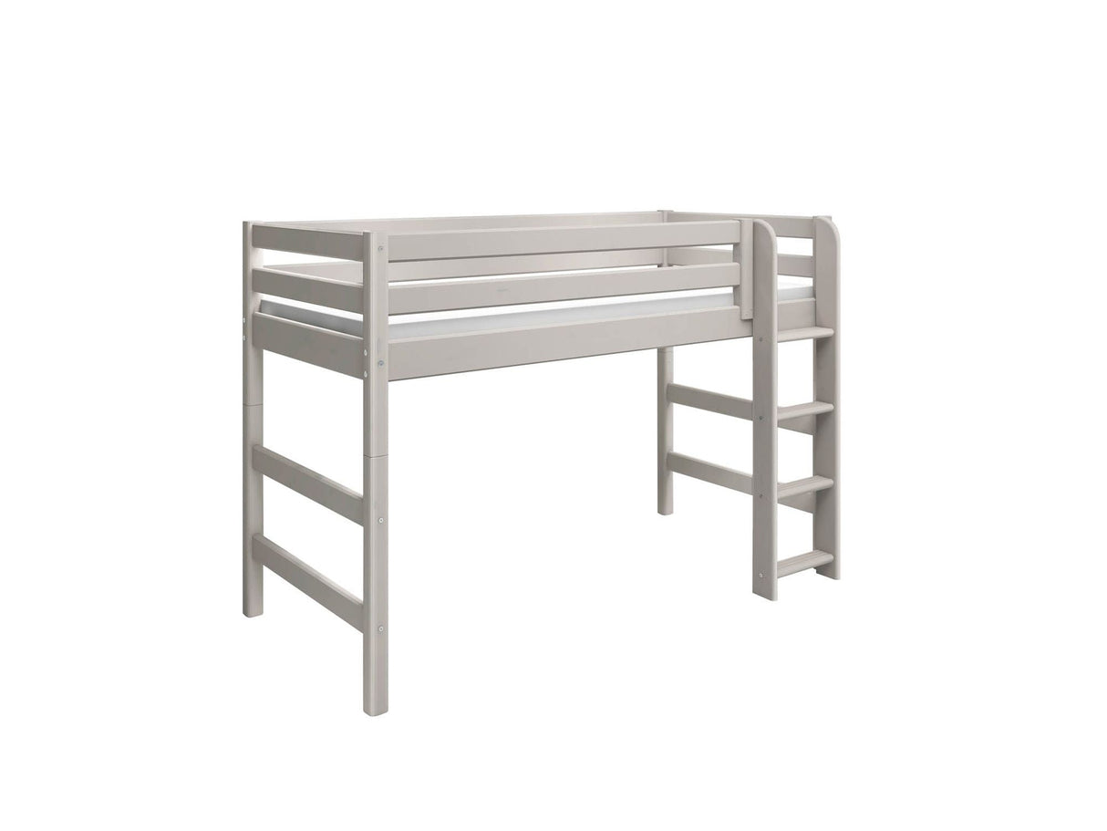 FLEXA Mid Sleeper Bed w. straight ladder, Solid Pine/Birch Plywood, 90x200 cm