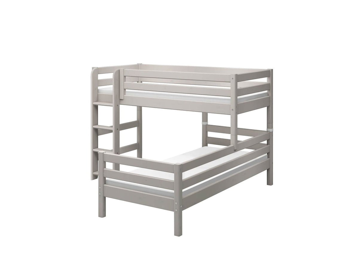 FLEXA Classic Mid Sleeper Bed with straight ladder, Solid Pine/Birch Plywood, 90x200 cm