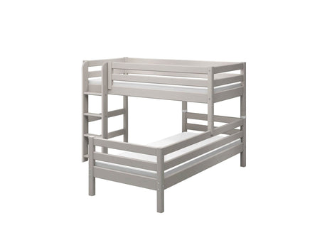 FLEXA Classic Mid Sleeper Bed with straight ladder, Solid Pine/Birch Plywood, 90x200 cm