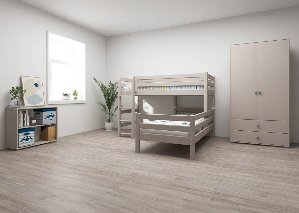 FLEXA Classic Mid Sleeper Bed with straight ladder, Solid Pine/Birch Plywood, 90x200 cm
