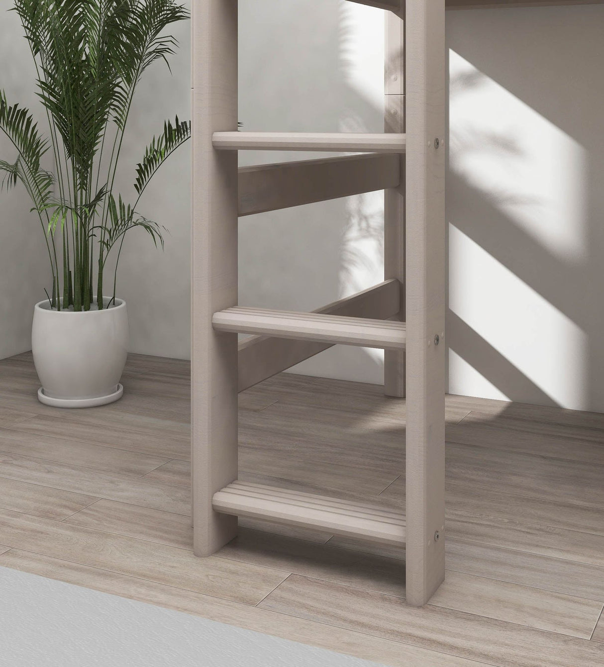 FLEXA Classic Mid Sleeper Bed with straight ladder, Solid Pine/Birch Plywood, 90x200 cm