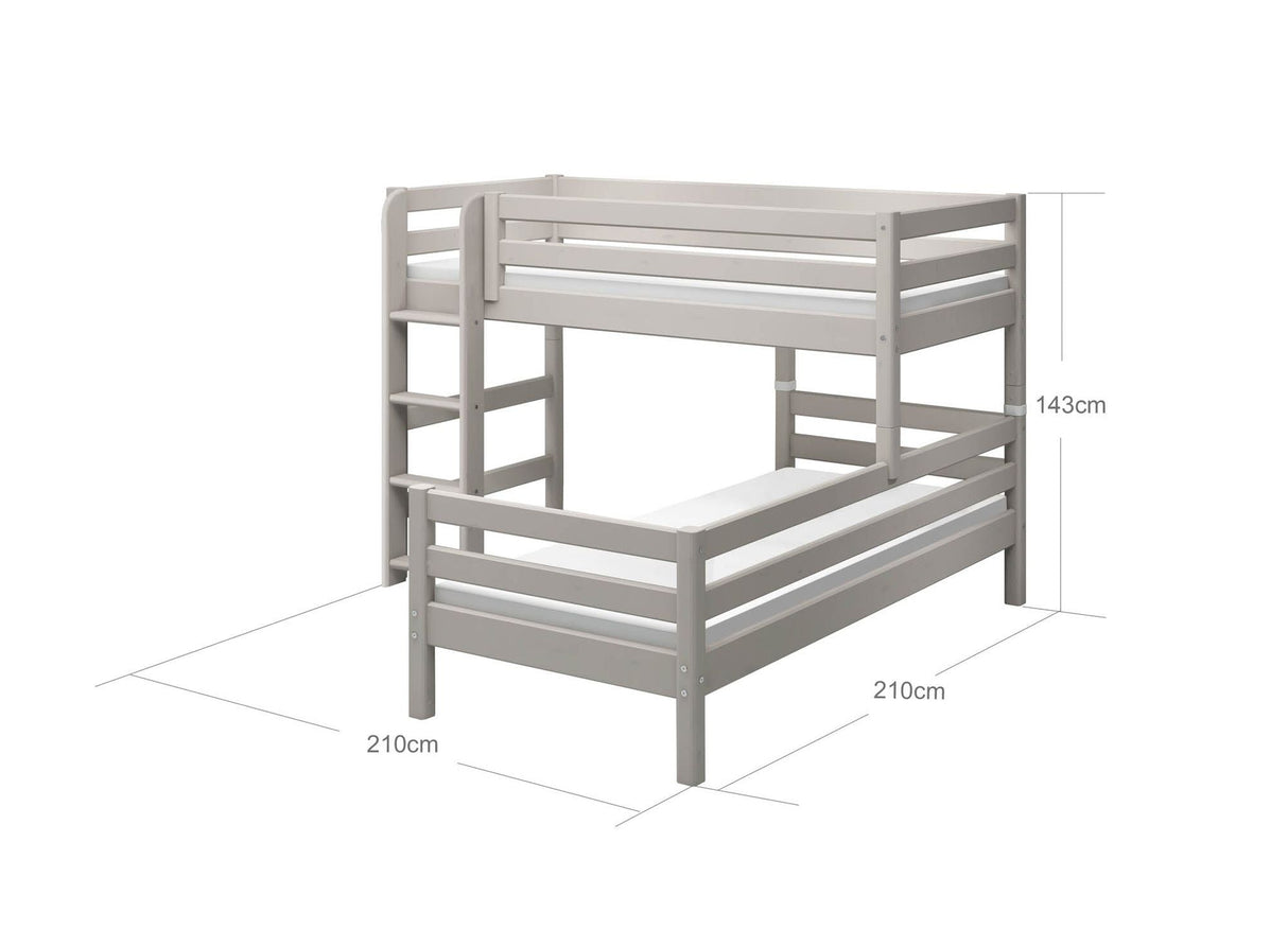 FLEXA Classic Mid Sleeper Bed with straight ladder, Solid Pine/Birch Plywood, 90x200 cm