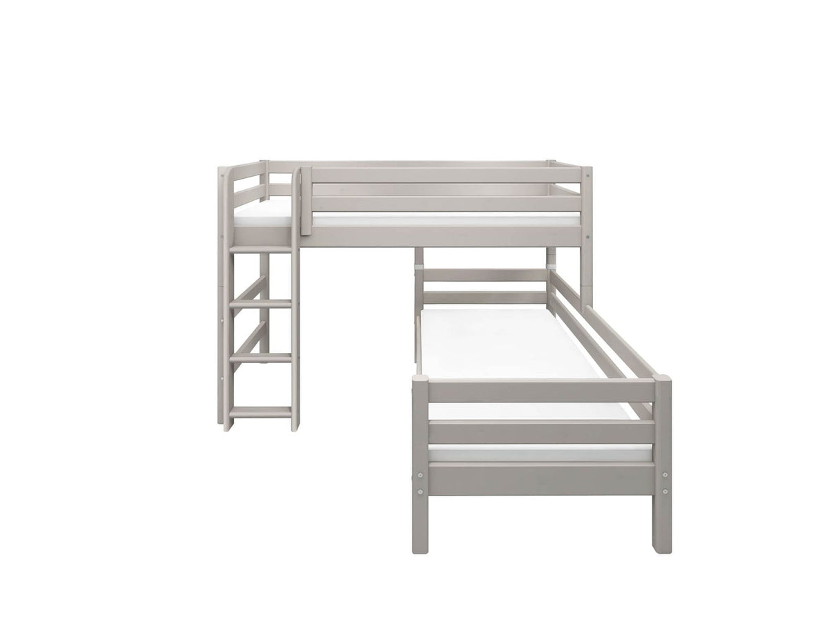 FLEXA Classic Mid Sleeper Bed with straight ladder, Solid Pine/Birch Plywood, 90x200 cm