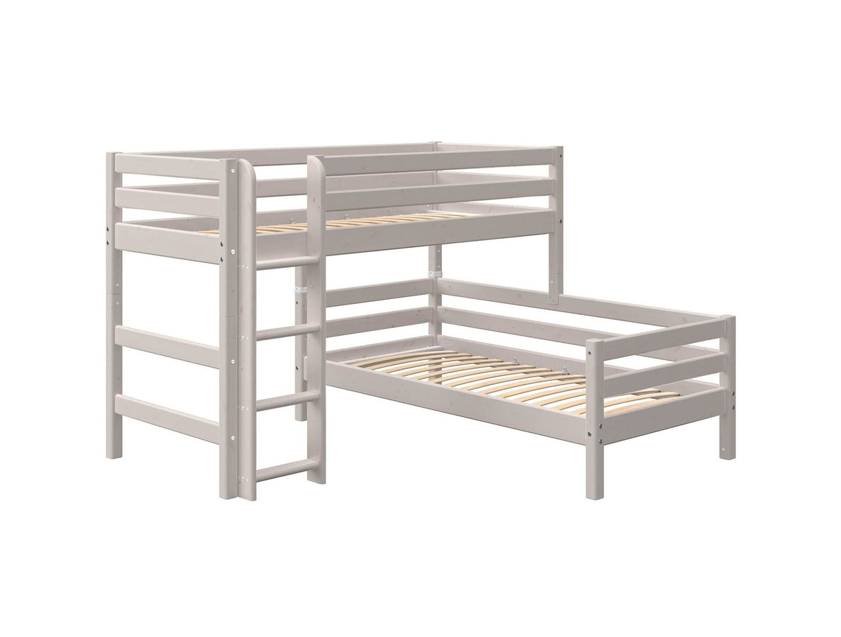 FLEXA Classic Mid Sleeper Bed with straight ladder, Solid Pine/Birch Plywood, 90x200 cm